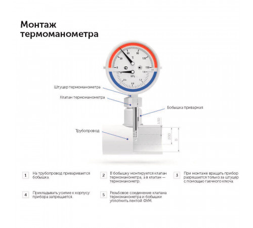 Термоманометр Росма ТМТБ-31Т.1 аксиальный 1/2 НР(ш) 10 бар d80 мм (2292)