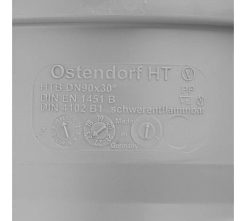 Отвод Ostendorf HTB d90 мм 30° пластиковый для внутренней канализации (114110) Отвод Ostendorf HTB d90 мм 30° пластиковый для внутренней канализации (114110)
