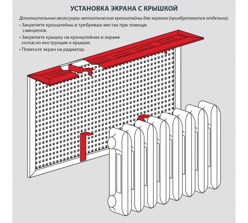 Крышка для экрана радиатора 900х170 мм универсальная белая