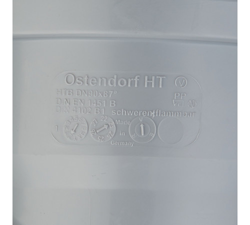 Отвод Ostendorf HTB d90 мм 87° пластиковый для внутренней канализации (114140) Отвод Ostendorf HTB d90 мм 87° пластиковый для внутренней канализации (114140)
