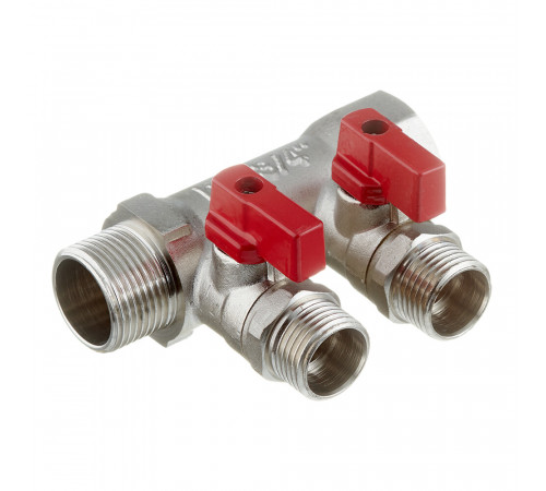 Коллектор Valtec 3/4 ВР(г) х 2 выхода 1/2 НР(ш) х 3/4 НР(ш) с шаровыми кранами (VTc.580.N.0502) Коллектор Valtec 3/4 ВР(г) х 2 выхода 1/2 НР(ш) х 3/4 НР(ш) с шаровыми кранами (VTc.580.N.0502)