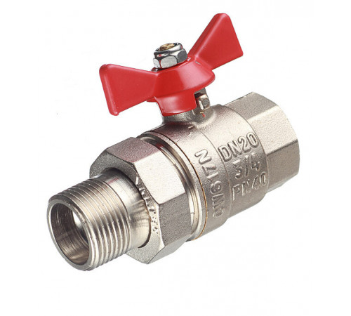 Кран шаровой латунный Valtec Base 3/4 ВР(г) х 3/4 НР(ш) бабочка с полусгоном прямой (VT.227.N.05) Кран шаровой латунный Valtec Base 3/4 ВР(г) х 3/4 НР(ш) бабочка с полусгоном прямой (VT.227.N.05)