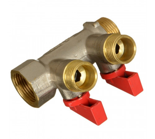 Коллектор Terma 3/4 ВР(г) х 2 выхода 1/2 НР(ш) х 3/4 НР(ш) с шаровыми кранами (41231) Коллектор Terma 3/4 ВР(г) х 2 выхода 1/2 НР(ш) х 3/4 НР(ш) с шаровыми кранами (41231)