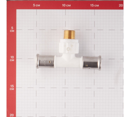 Тройник Henco (14PKW-200420) 20(пресс) х 1/2 НР(ш) х 20(пресс) PVDF белый