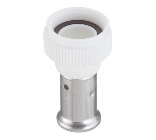 Муфта с накидной гайкой Henco (26PKW-1605) 16(пресс) х 3/4 ВР(г) белая PVDF