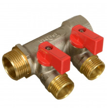 Коллектор Terma 3/4 ВР(г) х 2 выхода 1/2 НР(ш) х 3/4 НР(ш) с шаровыми кранами (41231)