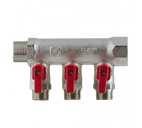 Коллектор Valtec 3/4 ВР(г) х 3 выхода 1/2 НР(ш) х 3/4 НР(ш) с шаровыми кранами (VTc.580.N.0503) Коллектор Valtec 3/4 ВР(г) х 3 выхода 1/2 НР(ш) х 3/4 НР(ш) с шаровыми кранами (VTc.580.N.0503)