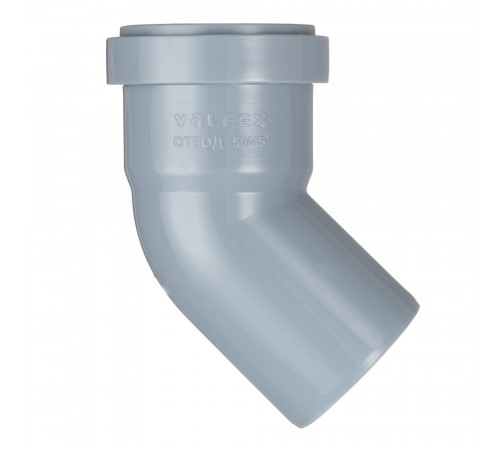 Отвод Valfex d50 мм 45° пластиковый для внутренней канализации Отвод Valfex d50 мм 45° пластиковый для внутренней канализации
