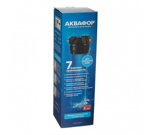 Корпус фильтра Аквафор Гросс 20 для холодной воды 20BB 1 НР(ш) х 1 НР(ш) синий Корпус фильтра Аквафор Гросс 20 для холодной воды 20BB 1 НР(ш) х 1 НР(ш) синий