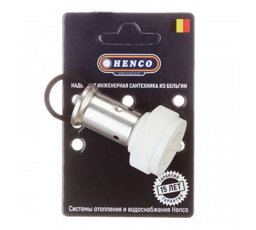 Муфта с накидной гайкой Henco (26PKW-1605) 16(пресс) х 3/4 ВР(г) белая PVDF
