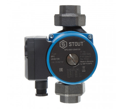 Циркуляционный насос для систем отопления Stout 25/40-130 DN25 подъем 4 м 130 мм с гайками (SPC-0010-2540130) Циркуляционный насос для систем отопления Stout 25/40-130 DN25 подъем 4 м 130 мм с гайками (SPC-0010-2540130)
