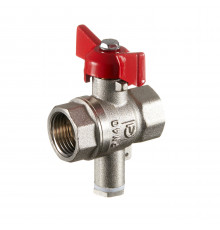 Кран шаровой латунный Valtec 1/2 ВР(г) х 1/2 ВР(ш) полнопроходной бабочка для подключения датчика температуры прямой (VT.128.N.04)