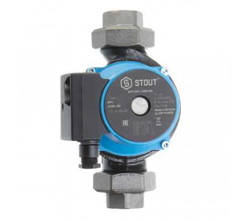 Циркуляционный насос для систем отопления Stout 32/80-180 DN32 подъем 7,1 м 180 мм с гайками (SPC-0010-3280180) Циркуляционный насос для систем отопления Stout 32/80-180 DN32 подъем 7,1 м 180 мм с гайками (SPC-0010-3280180)