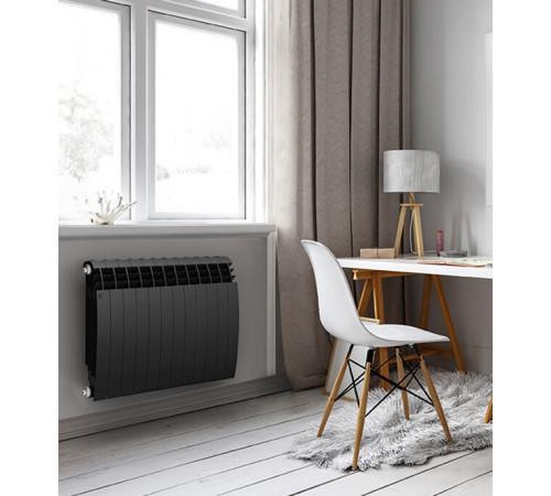 Радиатор биметаллический Royal Thermo BiLiner Noir Sable 500 мм 12 секций 1' боковое подключение черный Радиатор биметаллический Royal Thermo BiLiner Noir Sable 500 мм 12 секций 1' боковое подключение черный