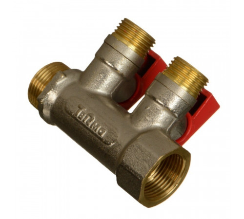Коллектор Terma 3/4 ВР(г) х 2 выхода 1/2 НР(ш) х 3/4 НР(ш) с шаровыми кранами (41231) Коллектор Terma 3/4 ВР(г) х 2 выхода 1/2 НР(ш) х 3/4 НР(ш) с шаровыми кранами (41231)