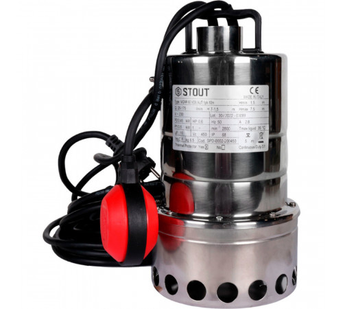 Насос дренажный Stout для грязной воды 175 л/мин (SPD-0002-200450) Насос дренажный Stout для грязной воды 175 л/мин (SPD-0002-200450)