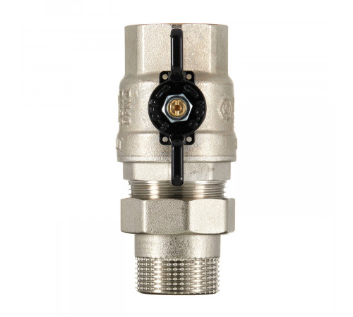Кран шаровой латунный Stout SVB 1 1/4 ВР(г) х 1 1/4 НР(ш) полнопроходной бабочка со сгоном прямой (SVB-0007-200032)