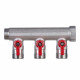 Коллектор Henco 3/4 ВР(г) х 3 выхода 3/4 НР(ш) ЕК х 3/4 НР(ш) с шаровыми кранами (VB050503-ROOD)