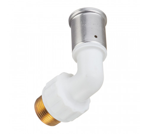 Угол Henco (5PKW-3206) 32(пресс) х 1 НР(ш) белый PVDF