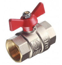 Кран шаровой латунный Valtec Base 3/4 ВР(г) х 3/4 ВР(г) бабочка прямой (VT.217.N.05)
