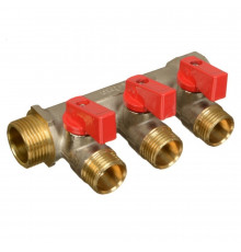 Коллектор Terma 3/4 ВР(г) х 3 выхода 1/2 НР(ш) х 3/4 НР(ш) с шаровыми кранами (41232)