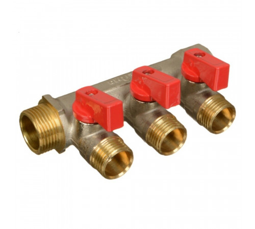 Коллектор Terma 3/4 ВР(г) х 3 выхода 1/2 НР(ш) х 3/4 НР(ш) с шаровыми кранами (41232) Коллектор Terma 3/4 ВР(г) х 3 выхода 1/2 НР(ш) х 3/4 НР(ш) с шаровыми кранами (41232)