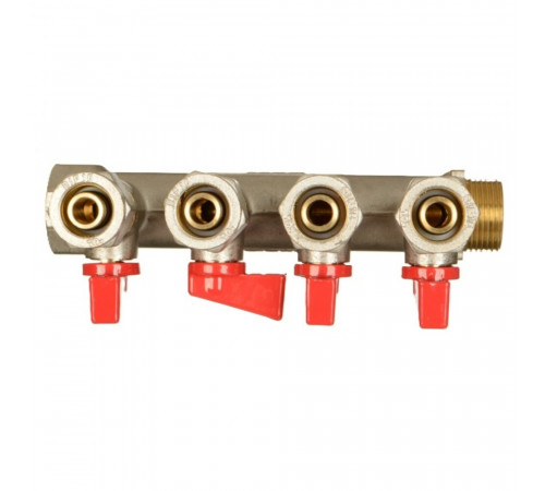 Коллектор Terma 3/4 ВР(г) х 4 выхода 16 обж(ц) х 3/4 НР(ш) с шаровыми кранами (35993) Коллектор Terma 3/4 ВР(г) х 4 выхода 16 обж(ц) х 3/4 НР(ш) с шаровыми кранами (35993)