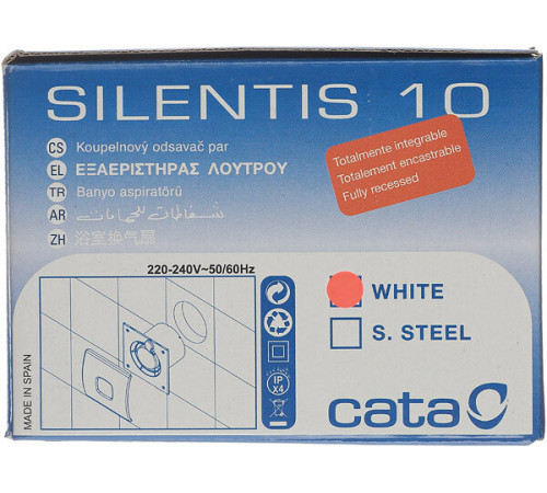 Вентилятор осевой Cata Silentis 10 140х140 мм d100 мм слоновая кость Вентилятор осевой Cata Silentis 10 140х140 мм d100 мм слоновая кость
