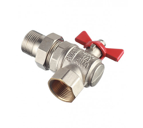 Кран шаровой латунный Valtec Base 3/4 ВР(г) х 3/4 НР(ш) бабочка с полусгоном угловой (VT.228.N.05) Кран шаровой латунный Valtec Base 3/4 ВР(г) х 3/4 НР(ш) бабочка с полусгоном угловой (VT.228.N.05)