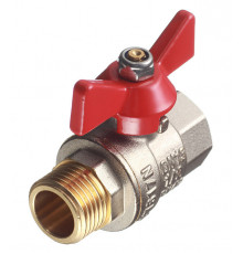 Кран шаровой латунный Valtec Base 1/2 ВР(г) х 1/2 НР(ш) бабочка прямой (VT.218.N.04)