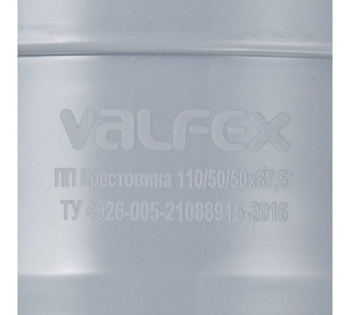 Крестовина Valfex d110х50х50 мм 87° пластиковая одноплоскостная для внутренней канализации (27211550) Крестовина Valfex d110х50х50 мм 87° пластиковая одноплоскостная для внутренней канализации (27211550)