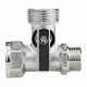 Кран шаровой латунный MPF 1/2 ВР(г) х 3/4 НР(ш) х 1/2 НР(ш) к бытовой технике хром мини трехходовой (ИС.081197)