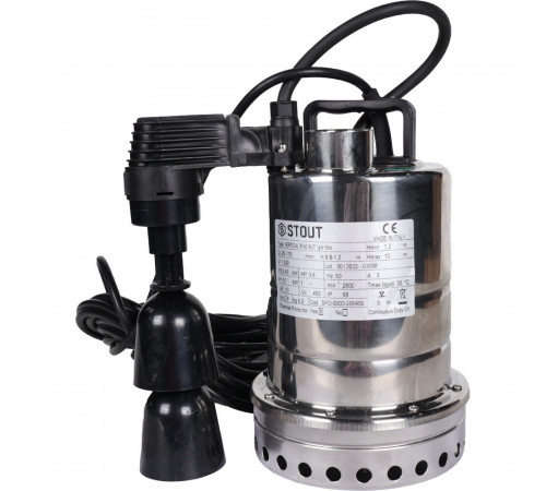 Насос дренажный Stout для грязной воды 175 л/мин (SPD-0003-200450) Насос дренажный Stout для грязной воды 175 л/мин (SPD-0003-200450)