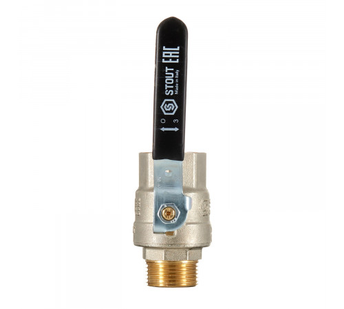 Кран шаровой латунный Stout SVB 3/4 ВР(г) х 3/4 НР(ш) полнопроходной ручка прямой (SVB-0003-200020)