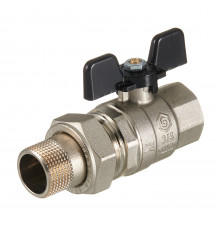 Кран шаровой латунный Stout SVB 3/4 ВР(г) х 3/4 НР(ш) полнопроходной бабочка со сгоном прямой (SVB-0007-200020)