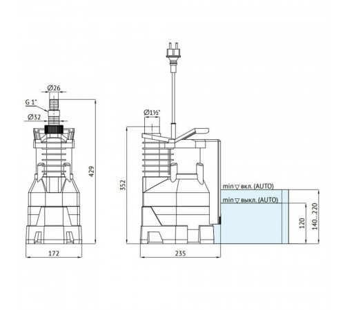 Насос дренажный UNIPUMP Q550B для грязной воды 191,7 л/мин (22300) Насос дренажный UNIPUMP Q550B для грязной воды 191,7 л/мин (22300)