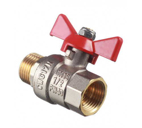 Кран шаровой латунный Valtec Base 1/2 ВР(г) х 1/2 НР(ш) бабочка прямой (VT.218.N.04) Кран шаровой латунный Valtec Base 1/2 ВР(г) х 1/2 НР(ш) бабочка прямой (VT.218.N.04)