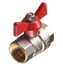 Кран шаровой латунный Valtec Base 1/2 ВР(г) х 1/2 ВР(г) бабочка прямой (VT.217.N.04)