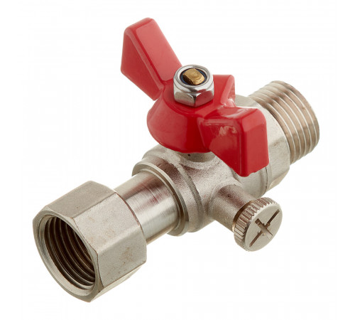 Кран шаровой латунный Valtec 1/2 НР(ш) х 1/2 ВР(г) для подключения манометра проходной бабочка прямой (VT.806.N.0404) Кран шаровой латунный Valtec 1/2 НР(ш) х 1/2 ВР(г) для подключения манометра проходной бабочка прямой (VT.806.N.0404)