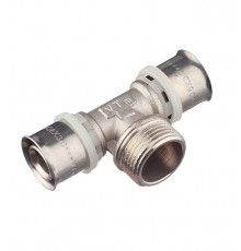 Тройник VALTEC (VTm.233.N.260626) 26(пресс) х 1 НР(ш) х 26(пресс)