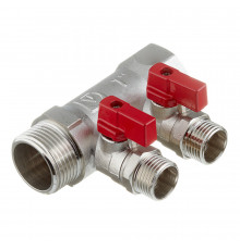 Коллектор Valtec 1 ВР(г) х 2 выхода 1/2 НР(ш) х 1 НР(ш) с шаровыми кранами (VTc.580.N.0602)