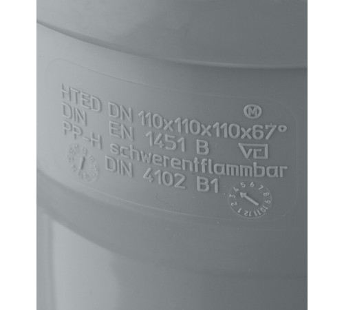 Крестовина Ostendorf HTED d110х110х110 мм 67° пластиковая двухплоскостная для внутренней канализации (115920)