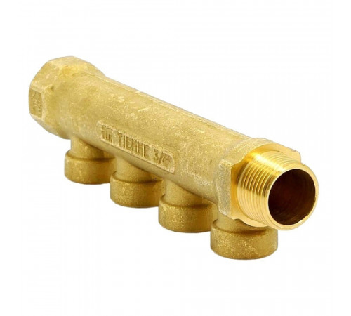 Коллектор Tiemme 3/4 ВР(г) х 4 выхода 1/2 ВР(г) х 3/4 НР(ш) регулируемый (1910038)