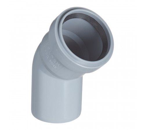 Отвод Valfex d50 мм 45° пластиковый для внутренней канализации Отвод Valfex d50 мм 45° пластиковый для внутренней канализации