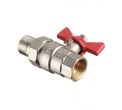Кран шаровой латунный Valtec Base 1/2 ВР(г) х 1/2 НР(ш) бабочка с полусгоном прямой (VT.227.N.04)