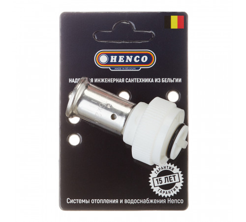 Муфта с накидной гайкой Henco (19PKW-1605) 16(пресс) х 3/4 ВР(г) под евроконус белая PVDF Муфта с накидной гайкой Henco (19PKW-1605) 16(пресс) х 3/4 ВР(г) под евроконус белая PVDF