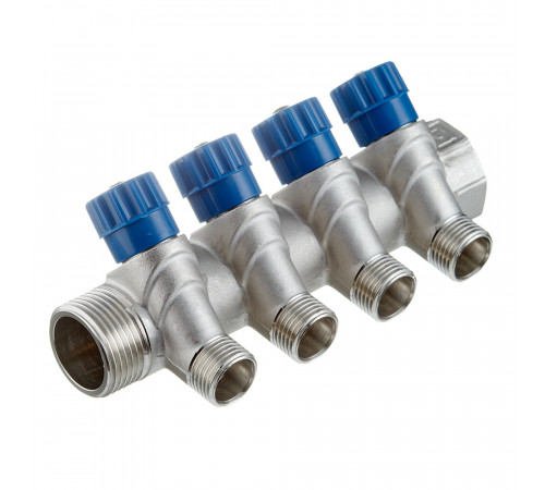 Коллектор Valtec 1 ВР(г) х 4 выхода 1/2 НР(ш) х 1 НР(ш) регулируемый (VTc.560.N.0604)