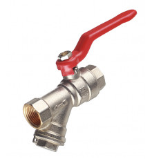 Кран шаровой латунный Valtec 1/2 ВР(г) х 1/2 ВР(г) ручка с фильтром прямой (VT.292.N.04)