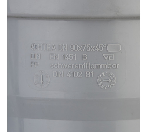 Тройник Ostendorf HTEA d90х75 мм 45° пластиковый для внутренней канализации (114210) Тройник Ostendorf HTEA d90х75 мм 45° пластиковый для внутренней канализации (114210)