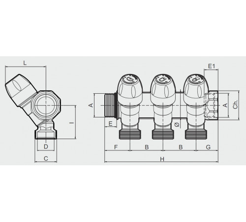 Коллектор Tiemme 3/4 ВР(г) х 3 выхода 3/4 НР(ш) ЕК х 3/4 НР(ш) регулируемый (1860011/1877K50050503) Коллектор Tiemme 3/4 ВР(г) х 3 выхода 3/4 НР(ш) ЕК х 3/4 НР(ш) регулируемый (1860011/1877K50050503)